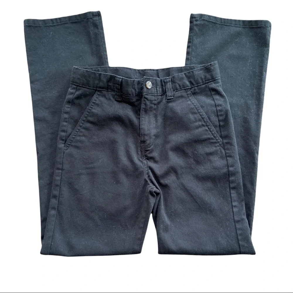 Chaps SLIM CUT Boys Khakis School Uniform Dress Pants Black Adjustable Waist 14S